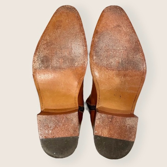 Frye Rush Zip Cognac Mid-Calf Real Leather Zip Up Low Heel Everyday Boots - Picture 3 of 3